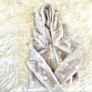 Cat & Jack Gray Fleece Star Print Full Zip Onesie Sz 6-9M